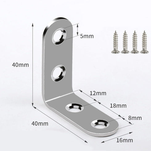 Sets, 90 (40mm*40mm*16mm) L Bracket Stainless Steel Corner Brace Degree Right Angle Bracket with Screws, L Bracket