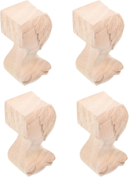 DIYEAH Wood Table Legs 12x6cm Rubber Wood Carving Furniture Replacement Sofa Coffee Table