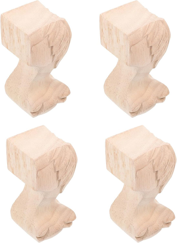 DIYEAH Wood Table Legs 12x6cm Rubber Wood Carving Furniture Replacement Sofa Coffee Table