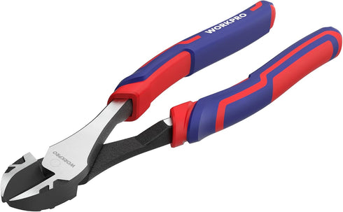 WORKPRO 8 Inch High Leverage Diagonal Pliers: Heavy Duty Wire Cutters in CRV Steel for Cutting Wires