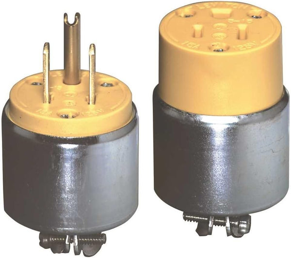 Leviton 515CA 15-Amp. 125-Volt, Armored Grounding Plug Yellow