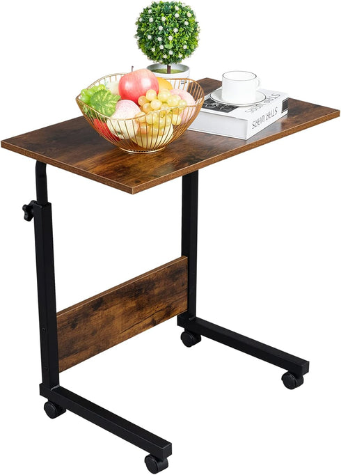 NAICKUC 23.6Inch Standing Desk - Side Table Adjustable Height, Portable Laptop Cart, C-Shaped Bed Couch end Tables