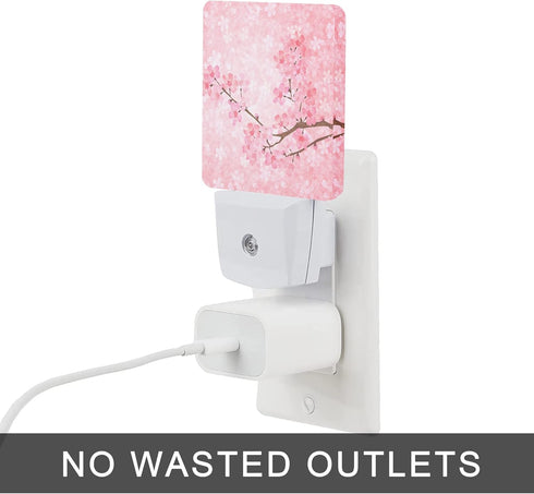 Oeaskly 0.5W Cherry Blossoms Night Light,Spring Flower Night Lights Plug into Wall with Dusk to Dawn Light Sensors Dim