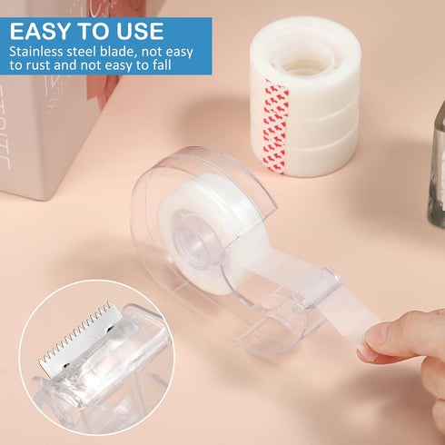 Yahenda 32 Pcs Invisible Tape and Refillable Dispensers, 0.7 x 985 Inches Transparent Tape for Office Home