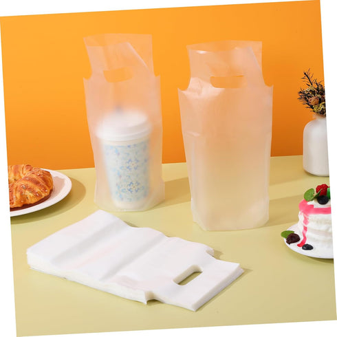 500pcs Beverage Carrier Bags for Takeout Drinks Portable Handle Bags for Coffee Juice and Milk Tea Convenient Storage