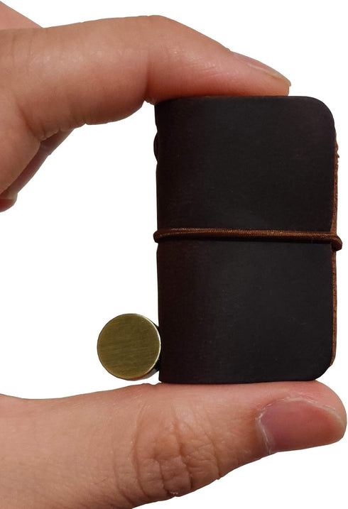 Miniature Notebook, Handmade Leather Cover, Portable Travel Sized Journal