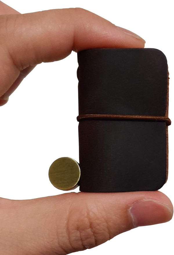 Miniature Notebook, Handmade Leather Cover, Portable Travel Sized Journal