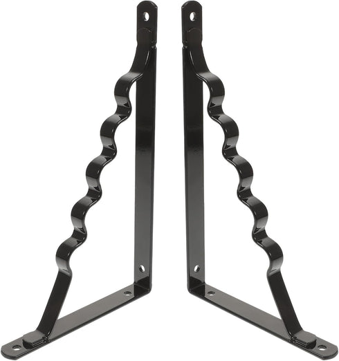 LIFKOME 2pcs Wall Mounted Iron Shelf Brackets Black Triangular Floating Shelf Supports Heavy