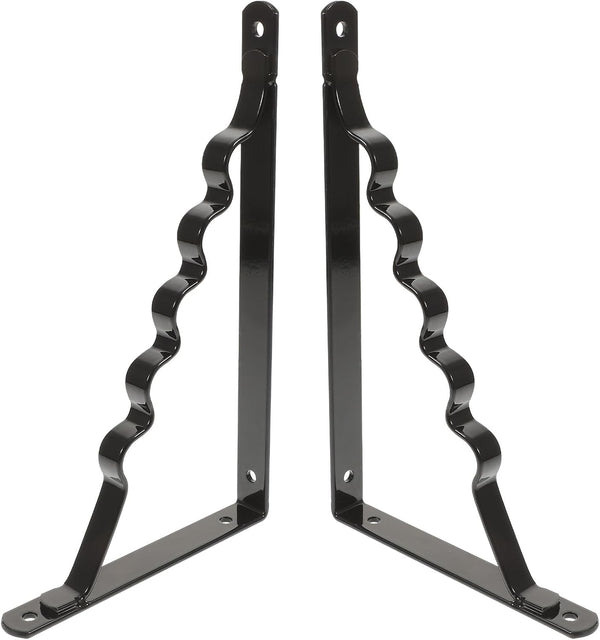 LIFKOME 2pcs Wall Mounted Iron Shelf Brackets Black Triangular Floating Shelf Supports Heavy