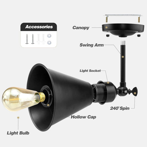 SLYYMY Set 240 2PACK Vintage Wall Sconces, Modern Black Wall Sconce Lighting, Wall Sconces of Two, Degree Adjustable