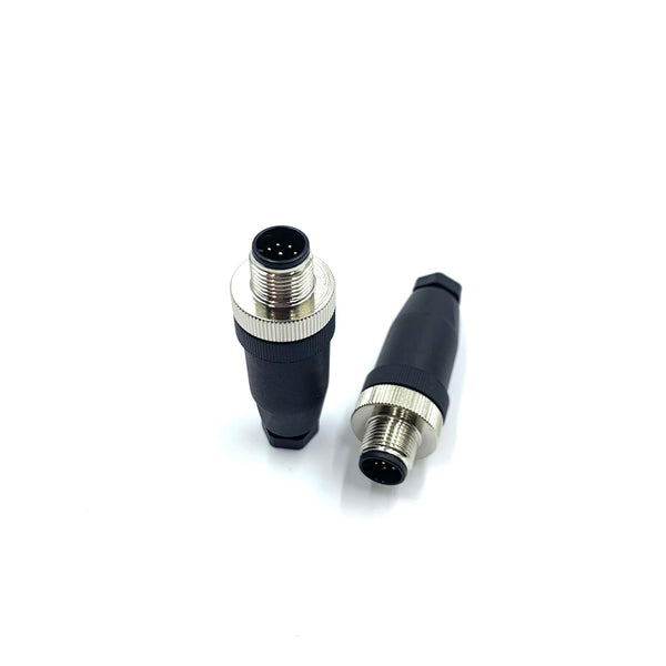 2Pcs M12 8 Pin Male Circular Connector, IP67 Waterproof A Code Industrial Sensor Straight Type Unshielded Adapter for