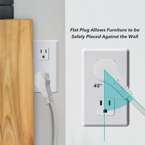 Clear Power 6 ft 3 Outlet Heavy Duty Flat Plug Extension Cord, 14/3 SJT for Small Tools and Appliances