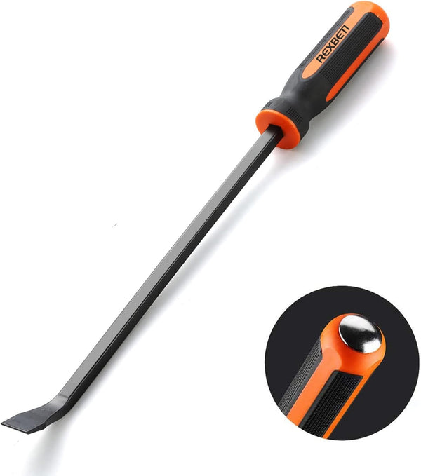 REXBETI 16 Inch Pry Bar Set, Thicker Strike Cap Handle, Black Orange, Comfortable Non-Slip