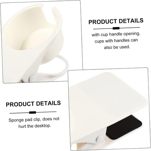 GLEAVI Large Thickened Desk Side Cup Holder Clip Sturdy Plastic Drinking Cup Clamp for Office Car Home Use Fits Most