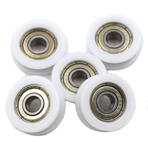 5PCS Nylon Round Plastic Pulley U Groove Track Roller Bearing Pulleys, 8x30x10mm