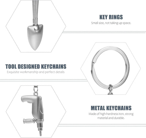 Garneck 5PCS Mini Tool Keychain, Wrench Pendant Keychain, Tool Modeling Keychains, Metal