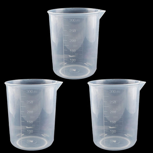250ml-300ml Plastic Graduated Beaker (3 Pack), Transparent PP Measuring Cup Mixing Cup for Kitchen Lab