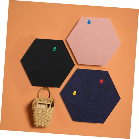 NUOBESTY 8pcs Acoustic Felt Panels, Hexagon Cork Board, Colorful Stitching Felt Bulletin Board Tiles