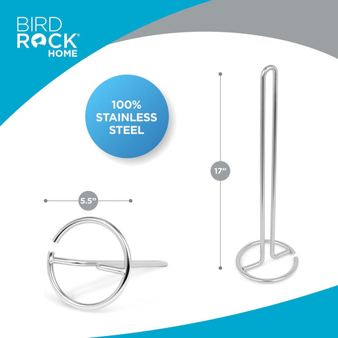 INTERNET'S BEST Stainless Steel Toilet Paper Holder Reserve - Modern Vertical Stand Tissue Dispenser - Brushed