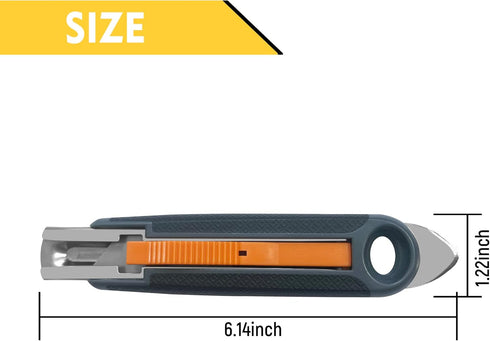 XW 4-pack Self-retracting Safety Box Cutter, Utility Knife with Quick Blade Change, Extra 10 Blades Included
