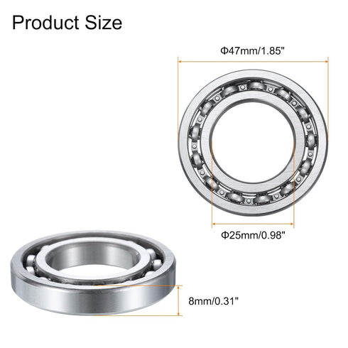 uxcell 4 Pcs 16005 Deep Groove Ball Bearing, 25mm x 47mm x 8mm High Carbon Chrome Steel Z0 Double Rubber Sealed Bearing (ABEC1)