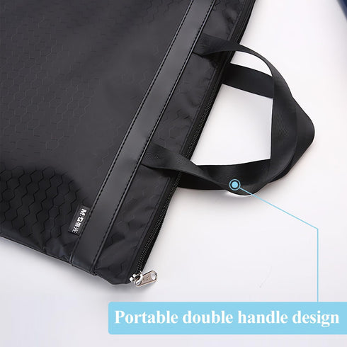 M&G Zipper Pouch with Handle, Large Pocket File Bag for Office Document Storage (Black, 12x15 in)
