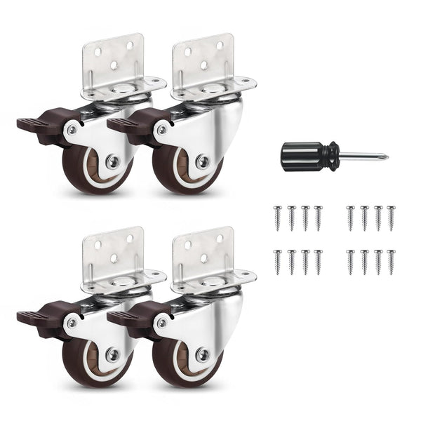 YAJIYO Silent 1.5'' Swivel Plate TPE Caster Wheels - Pack of 4, Low