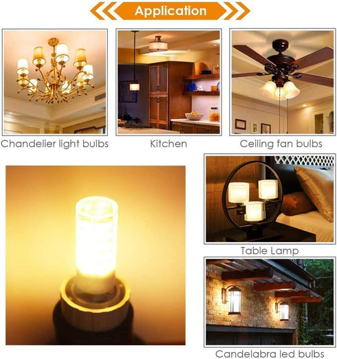 E11 LED Bulb 75W, 100W Halogen Replacement, Warm White 3000K, JD T3 T4 Mini Candelabra Base, 110V, 4 Pack.