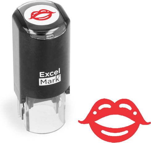 ExcelMark Lips Self-Inking Rubber Stamp - Red Ink