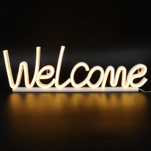 Zerodeko Welcome Neon Sign LED Light Decorative Welcome Sign Neon Lamp for Bar Cart Bedroom Wall Decor Party Atmosphere