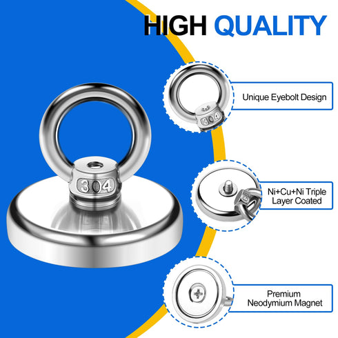 DIYMAG Magnetic Hooks - 100 lbs Heavy Duty Neodymium Magnet Hooks with Countersunk Hole, Pack of 6