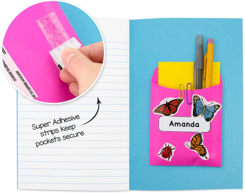 Hygloss Products, Inc Library Card Pockets, Self-Adhesive, Perfect for Classroom & Crafts, 3.5” x 5”, Violet, 30 Count