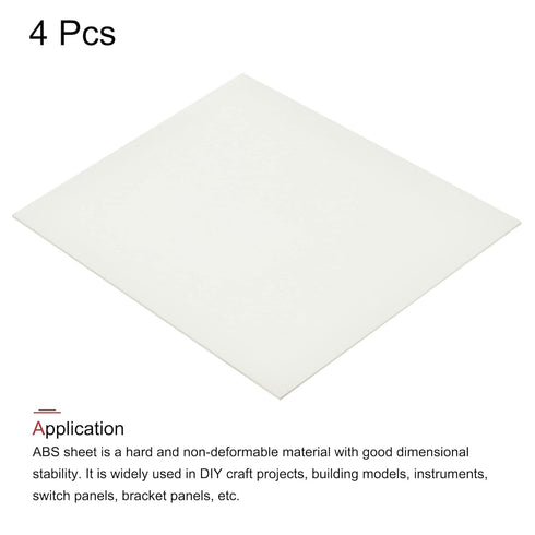 MECCANIXITY White ABS Plastic Sheet - 10x8x0.04inch for Building Model, DIY Crafts, Pack of 4
