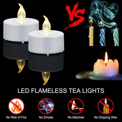 50PACK 200Hours LED Tea Lights Candles- Flameless Candles Realistic and Bright Flickering Long Lasting for Holiday