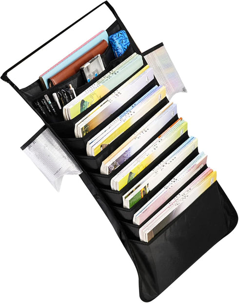 Beufee 10 Students Desk Hanging Organizer, Desk Side Hanging Book Storage Organzier Pocket Pockets Oxford Cloth