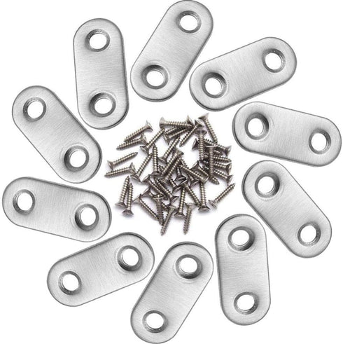 Onwon 10 Pieces Straight Flat Corner Brace 37 by 16 mm Stainless Steel