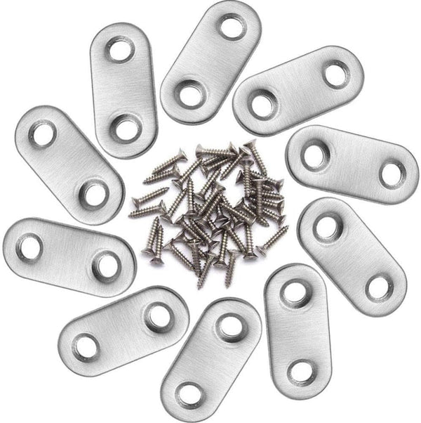 Onwon 10 Pieces Straight Flat Corner Brace 37 by 16 mm Stainless Steel
