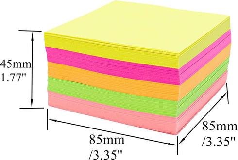 Non-Sticky Notes Memo Paper Squares, 3.35x3.35 in, 500 Sheets, Colorful Memo Pads for Writing