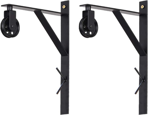 Topotdor Wall Mount Bracket and Pulley Set of 2 for Vintage Farmhouse