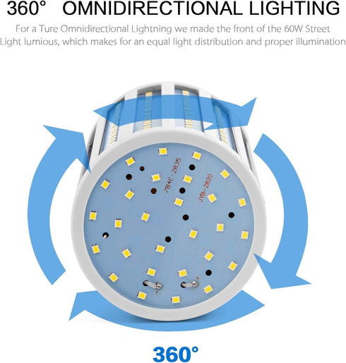 LED Corn Light Bulb, 500W Equivalent, 60W, 6000 Lumen, 6500K E39 Mogul Base, Cool Daylight White for Large Areas