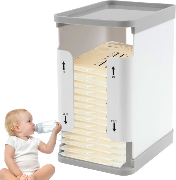 ZLHETWT 1700ml Breastmilk Freezer Organizer, Clear Freezer and Fridge Organizer Bins Reusable Breast