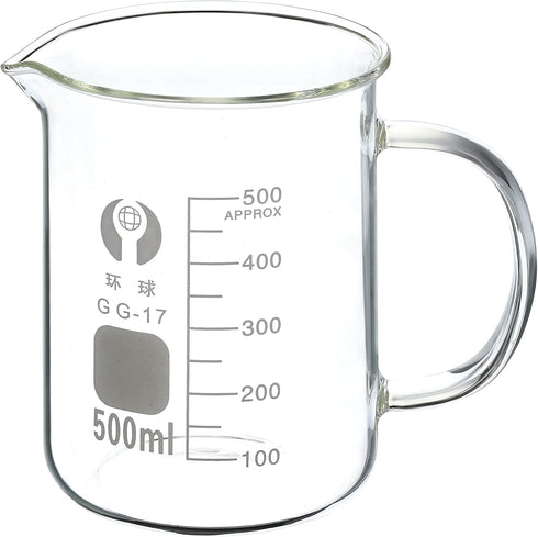 PATIKIL 500ml Glass Beaker with Handle, 3.3 Borosilicate Glass Graduated Measuring Cups with Spout