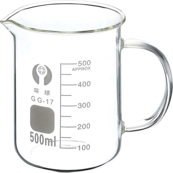 PATIKIL 500ml Glass Beaker with Handle, 3.3 Borosilicate Glass Graduated Measuring Cups with Spout