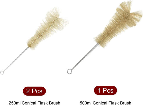 uxcell 3pcs Laboratory Test Tube and 500ml Conical Flask Bristles Cleaning Brush Set