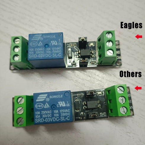 Eagles 5pcs 1 Channel 3V Relay Module with Optocoupler for ESP8266, 3v Logic Level Boards