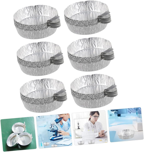 50Pcs Aluminum Foil Weighing Trays with Handle, Heavy Duty Aluminum Foil Pans for Laboratory Use and Measuring