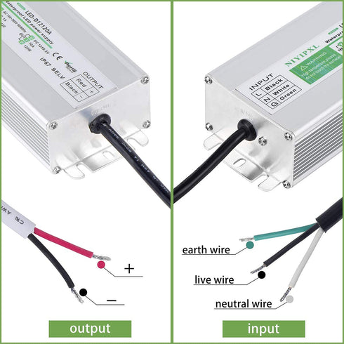 NIYIPXL 120 IP67 100V-260V 12V 12V LED Driver Watts Waterproof Power Supply Transformer Adapter AC to DC Low Voltage