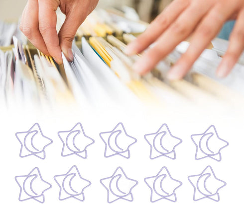 Star Paper Clips, 100pcs Star Moon Design, Cute Small Paperclips for Office School Organizing
