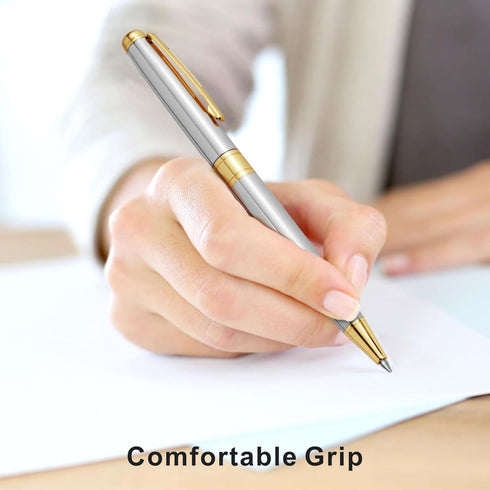 Cambond Ballpoint Pens, Black Ink Pens - Gold Bulk Gift for Men Women, 3 Pens with 3 Refills
