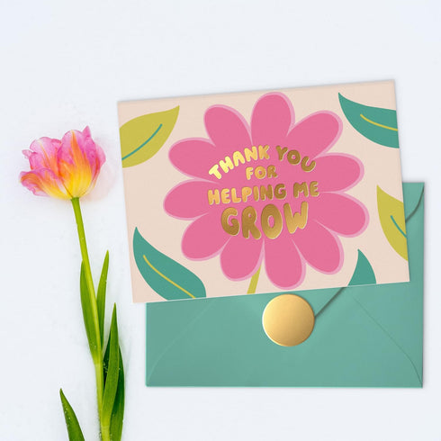 5x7 Sweetzer & Orange Teacher Thank You Card Elegant Appreciation Card with Gold Foil, Sturdy Envelope & Sealing